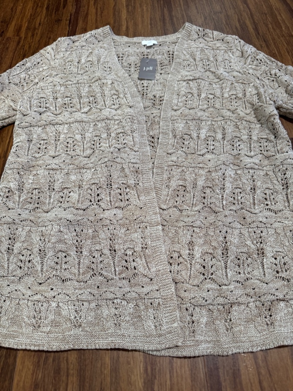 NEW J. Jill Women's Beige Lace Cardigan Size L Cotton Retail NWT $89 - Picture 3 of 15